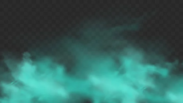 Humo Azul Aislado Sobre Fondo Transparente Oscuro Nube Niebla Mágica — Vector de stock