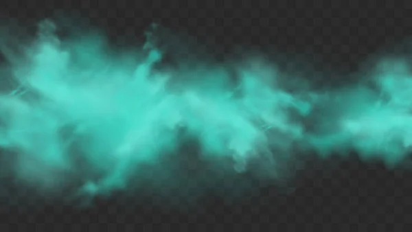 Синий Дым Темном Прозрачном Фоне Настоящее Голубое Волшебное Туманное Облако — стоковый вектор