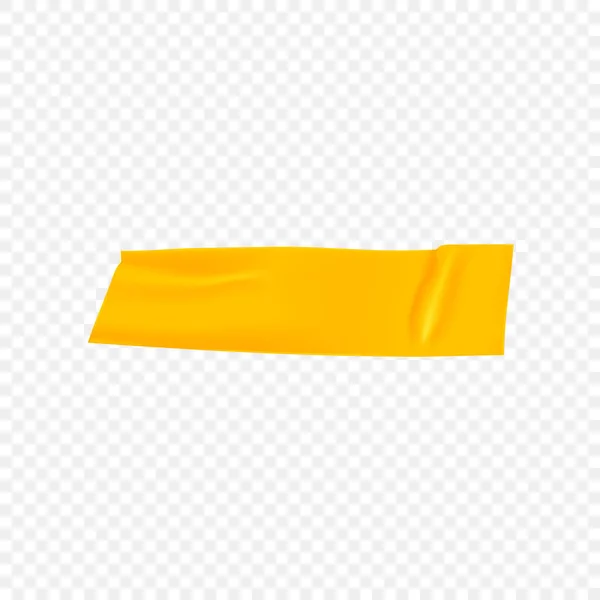 透明背景に隔離された黄色のダクト修復テープ 固定のための現実的な黄色の粘着テープ部分 接着剤紙接着剤 現実的な3Dベクトル図 — ストックベクタ