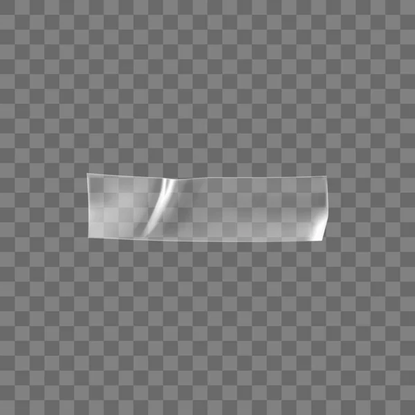 Transparentes Klebeband aus Kunststoff isoliert auf transparentem Hintergrund. Zerknittertes Klebeband aus Kunststoff für Foto- und Papierbefestigungen. Realistische faltige Streifen isolierte 3D-Vektorillustration — Stockvektor