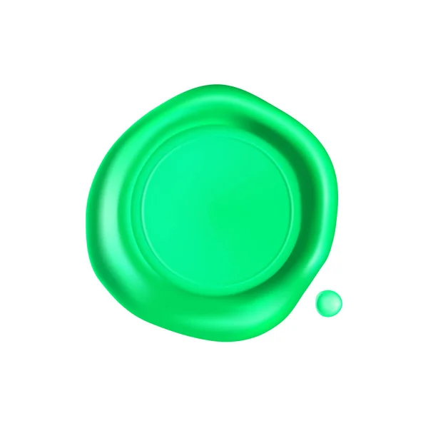 Sceau de cire verte. Timbre de cire isolé sur fond blanc. Timbre vert garanti réaliste. Illustration vectorielle 3D réaliste — Image vectorielle