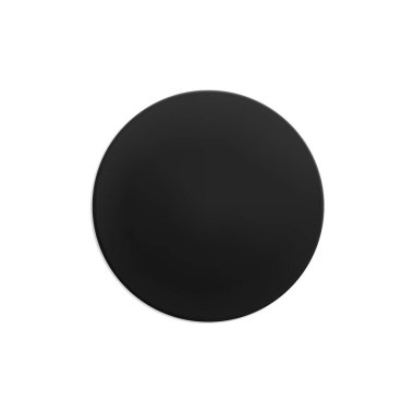 Siyah yapıştırılmış yuvarlak çıkartma modeli. Beyaz arka planda yapıştırıcı siyah kağıt ya da plastik etiket. Etiket ya da fiyat etiketlerinin boş şablonları. 3d gerçekçi vektör