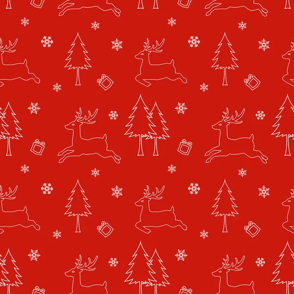 Patrón Sin Costuras Temporada Invierno Diseño Navidad Sobre Fondo Rojo — Vector de stock