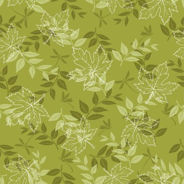 Pastel arka plan üzerinde akçaağaç yaprakları ve yusufçuk ile Sonbahar dikişsiz desen