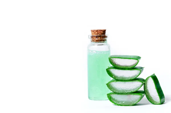 Aloe Vera Slices Jar Juice Aloe Vera Cosmetics Herbal Medicine — Stock Photo, Image