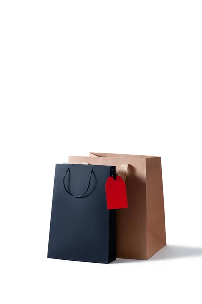 Bolsa de papel de compras simulada sobre fondo blanco — Foto de Stock