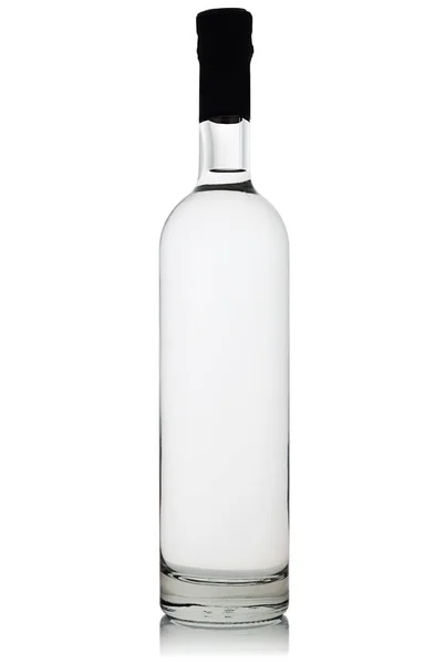 Bottiglia Piena Vodka Sfondo Bianco — Foto Stock