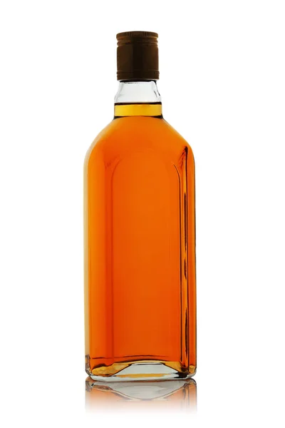 Bottiglia Completa Whisky Sfondo Bianco — Foto Stock