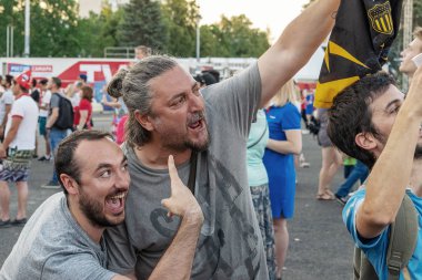 Samara, Rusya, 30 Haziran 2018. FIFA Dünya Kupası, fanlar futbol Samara fan bölgesinde sırasında.