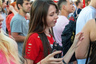 Samara, Rusya, 28 Haziran 2018, Festivali fanlar Dünya Kupası