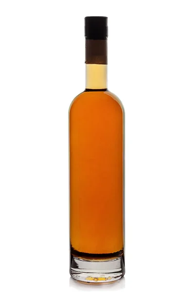 Bottiglia Cognac Fondo Bianco — Foto Stock
