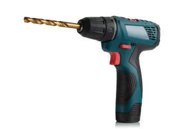 Kompakt tornavida ve beyaz bir arka plan üzerinde bir tatbikat