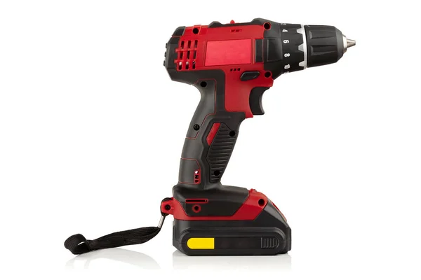 Nieuwe Compacte Cordless Drill Schroevendraaier Witte Achtergrond — Stockfoto