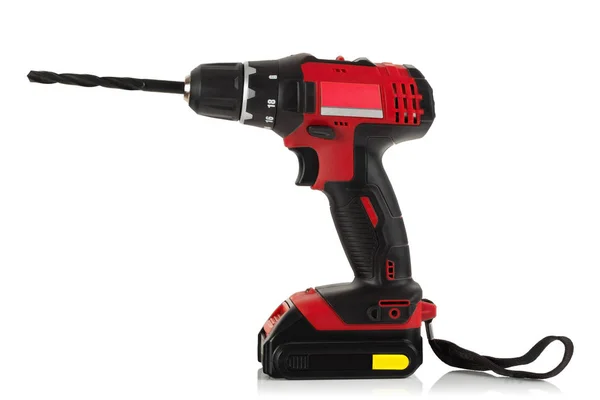 New Compact Cordless Drill Screwdriver White Background — Stock Photo, Image