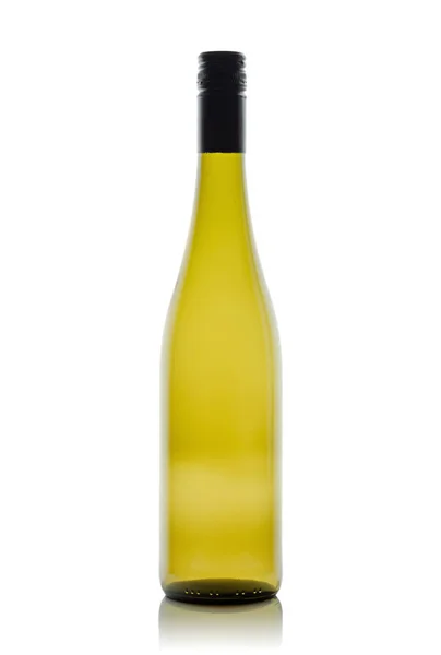 Volle Geschlossene Flasche Weißwein Auf Weißem Hintergrund — Stockfoto