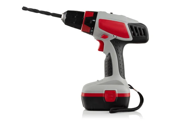 Modern Powerful Cordless Drill White Background — Stock Photo, Image