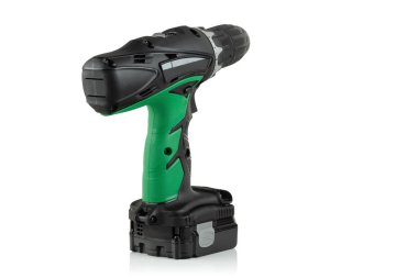 Beyaz arka plan üzerinde modern güçlü akülü matkap tornavida