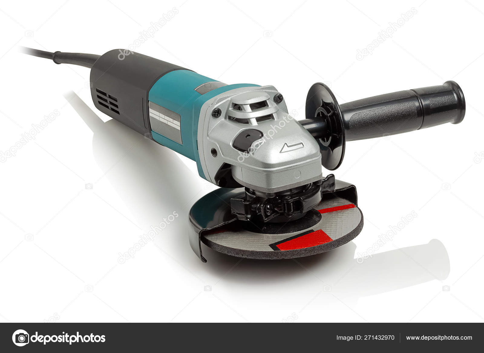 Angle grinder on white background.
