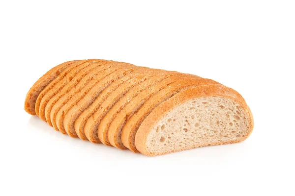 Ψωμί Κόβεται Λευκό Φόντο — Φωτογραφία Αρχείου