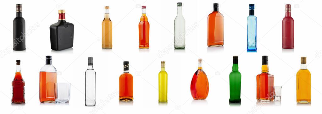 bottles of alcohol on a white background