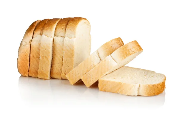 Slices Wheat Bread White Background — Stock Photo, Image