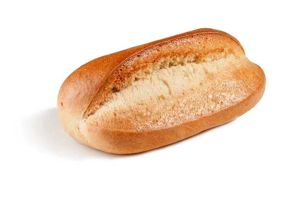 Pão Delicioso Fresco Com Uma Crosta Crocante Fundo Branco — Fotografia de Stock