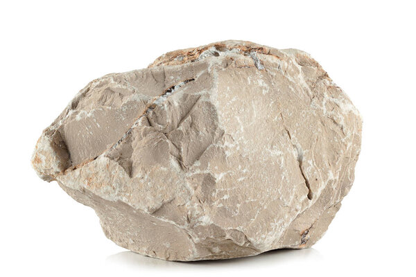один грубый фрагмент представляет собой кусок светлого камня с глинистыми включениями и выраженной текстурой, на белом фоне
