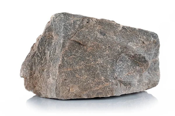 Грубый Потрескавшийся Кусок Серого Камня Белом Фоне — стоковое фото
