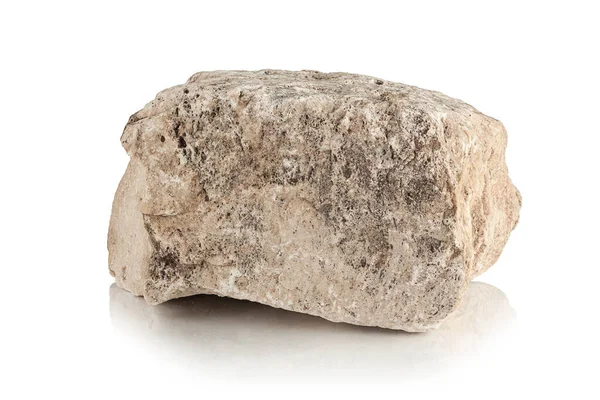 Ein Raues Schmutziges Stück Kalkstein Auf Weißem Hintergrund — Stockfoto