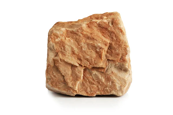 Rough Piece Light Stone White Background — Stock Photo, Image