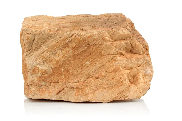 Beyaz zemin üzerinde kaba bir ışık taşı parçası