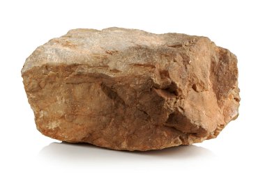 Beyaz zemin üzerinde kaba bir ışık taşı parçası