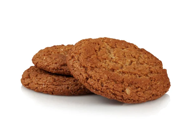 Three Oatmeal Cookies White Background — Stock Photo, Image