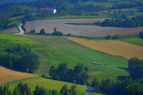 Piemonte Rurale Landschap Uitzicht Heuvels Velden — Stockfoto