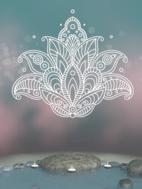 Zen sahne sembol tutamacı ve su ile
