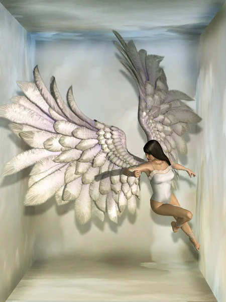 fantasy background with angel in the sky