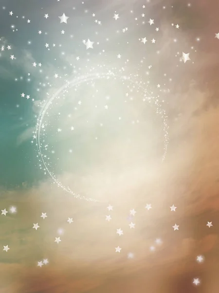 天空中有云和星星的梦幻背景 — 图库照片