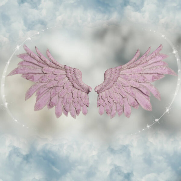 beautiful wings in the sky with stars