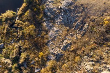Rocky Place Top View 'da. Kanyon. Aero fotoğraf çekimi. Taş arkaplan