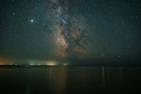 Océano Con Fondo Estrella Luz Estelar Universo Profundo Galaxia Vía —  Fotos de Stock