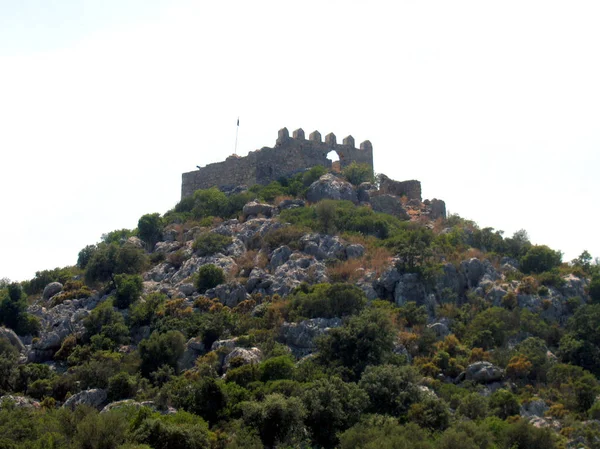 Κάστρο Πάνω Στο Βουνό Στην Παλαιά Πόλη Kekova Τουρκία — Φωτογραφία Αρχείου