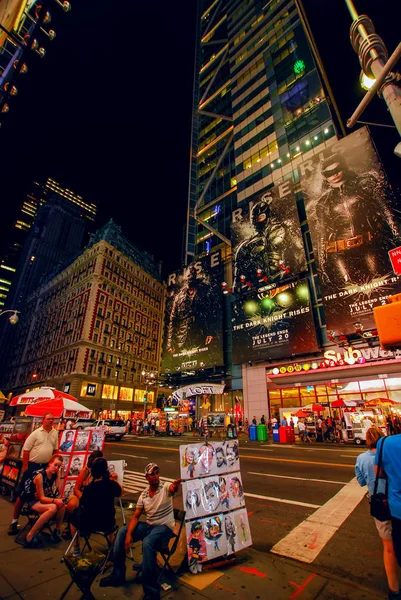 New York City Usa August 2012 Times Square Night Crowds — Stock Photo, Image