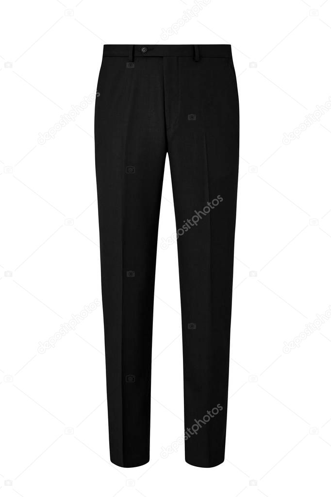 Black formal mens trousers isolated on white background