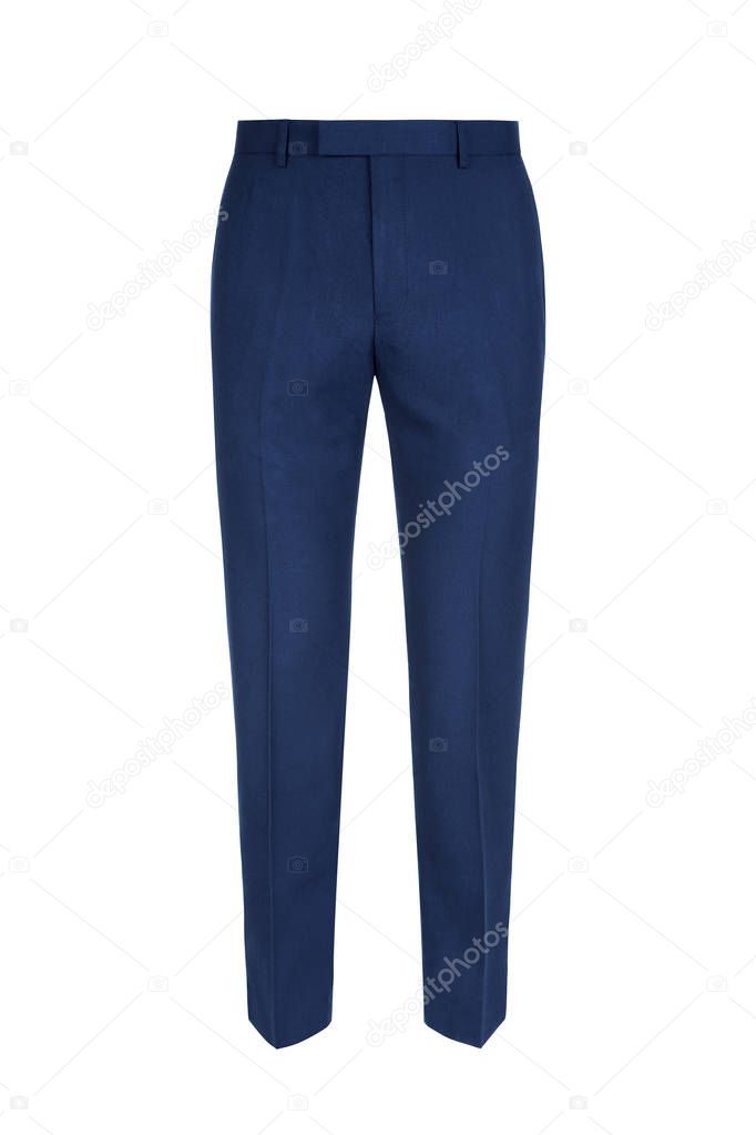 Sapphirine blue formal mens trousers isolated on white background