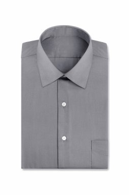 Beyaz bir arka plan üzerinde izole düz gri katlanmış mens elbise gömlek