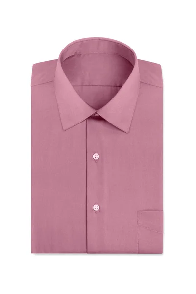 Uma Camisa Homens Dobrado Rosa Liso Vestido Isolado Sobre Fundo — Fotografia de Stock