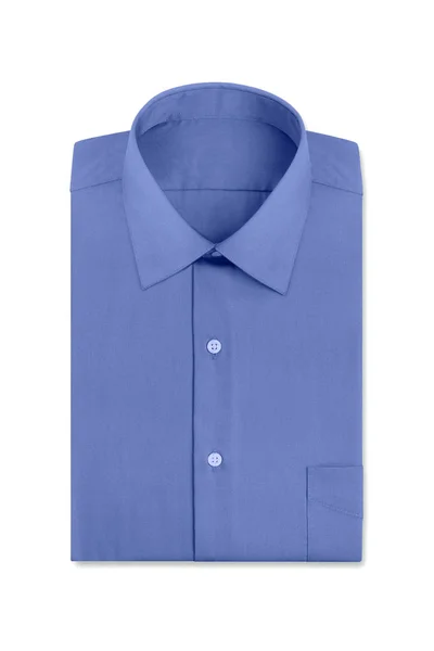 Una Camisa Vestir Para Hombre Plegada Azul Liso Aislada Sobre —  Fotos de Stock