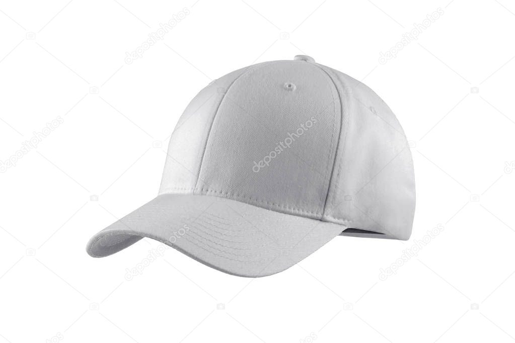 Fashionable whute cotton golf cap isolated on white background
