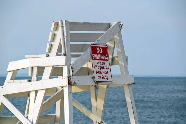 Lifeguard Tower Sandy Beach Beautiful Seascape Summer Morning Close Warning — Stock Photo, Image