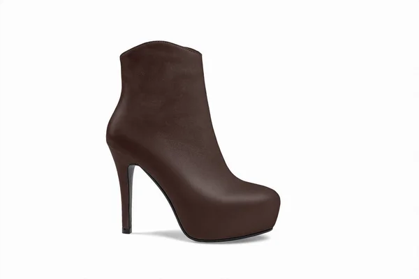 Chaussure Femme Marron Isolée Sur Fond Blanc — Photo